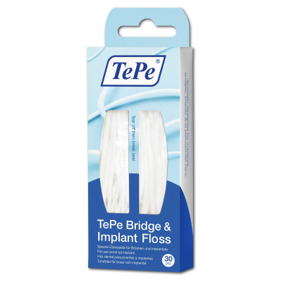 Mezizubní nit TePe Bridge& Implant Floss, vlákna 30ks