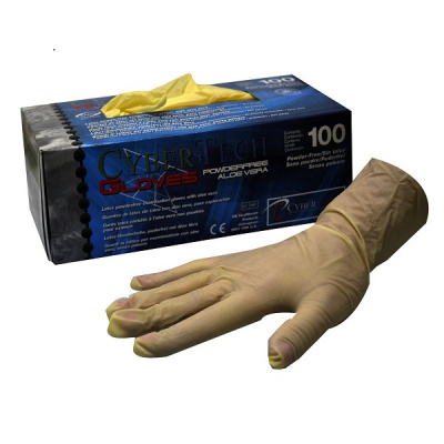 HS-rukavice latex Cybertech Aloe M  nepudrované přírodní 100 ks