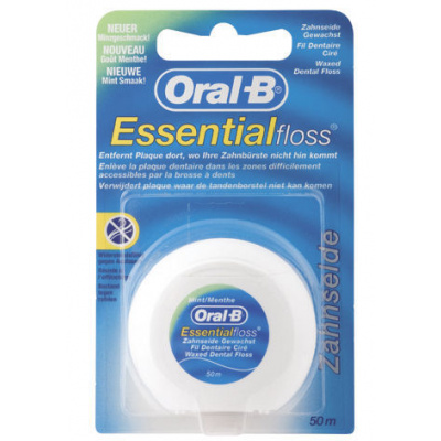 Mezizubní nit ORAL B,voskovaná,mint, Essential, 50 m
